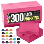 Crown Display Hot Pink Cocktail Napkins: Highly Absorbent Disposable Paper Napkins - 300 Count
